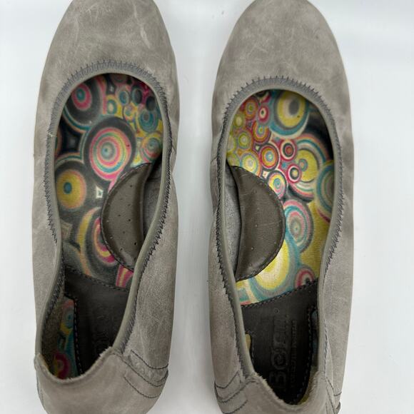 Born Julianne Distressed Gray Leather Slip-On Ballerina Flat Size 10 - Picture 11 of 15